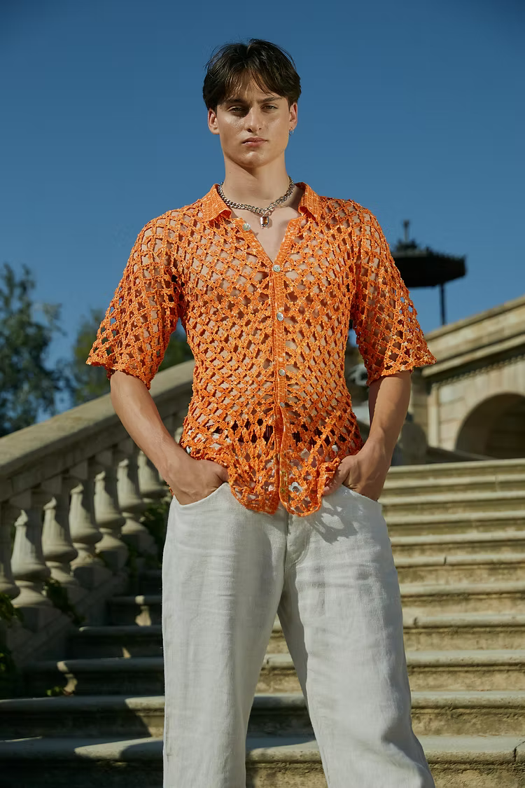 Jack of Club Lace Crochet Shirt