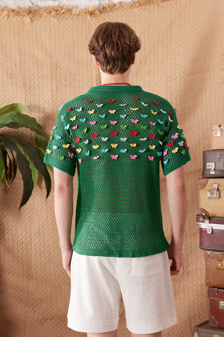 Butterflies Lace Crochet Shirt