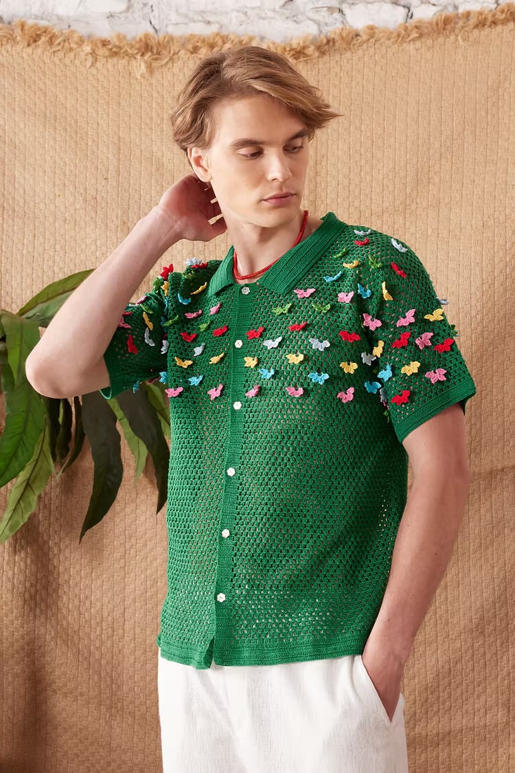 Butterflies Lace Crochet Shirt