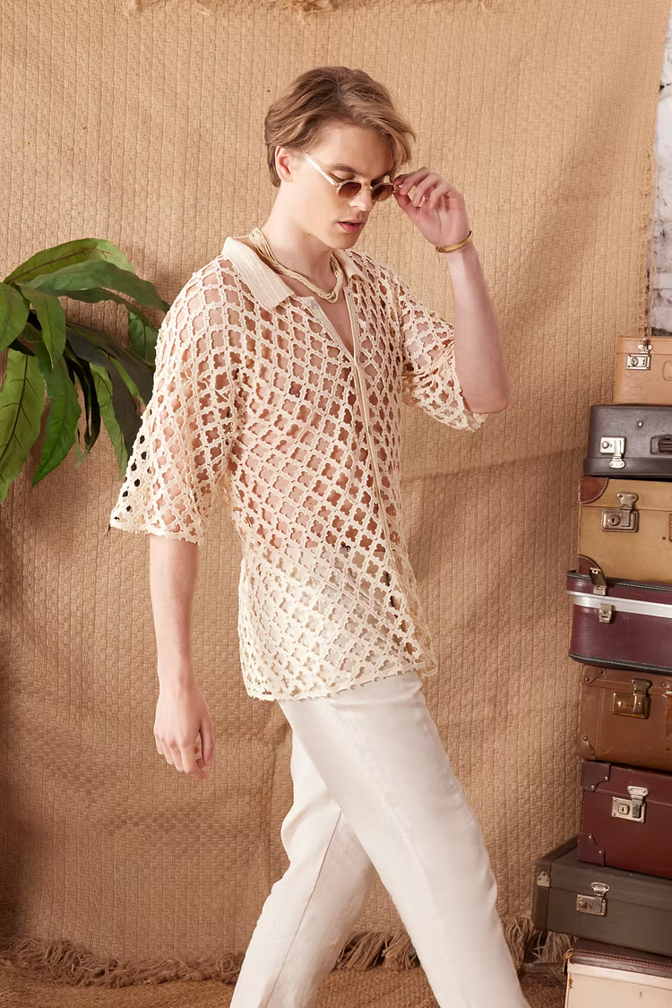 Jack of Club Lace Crochet Shirt