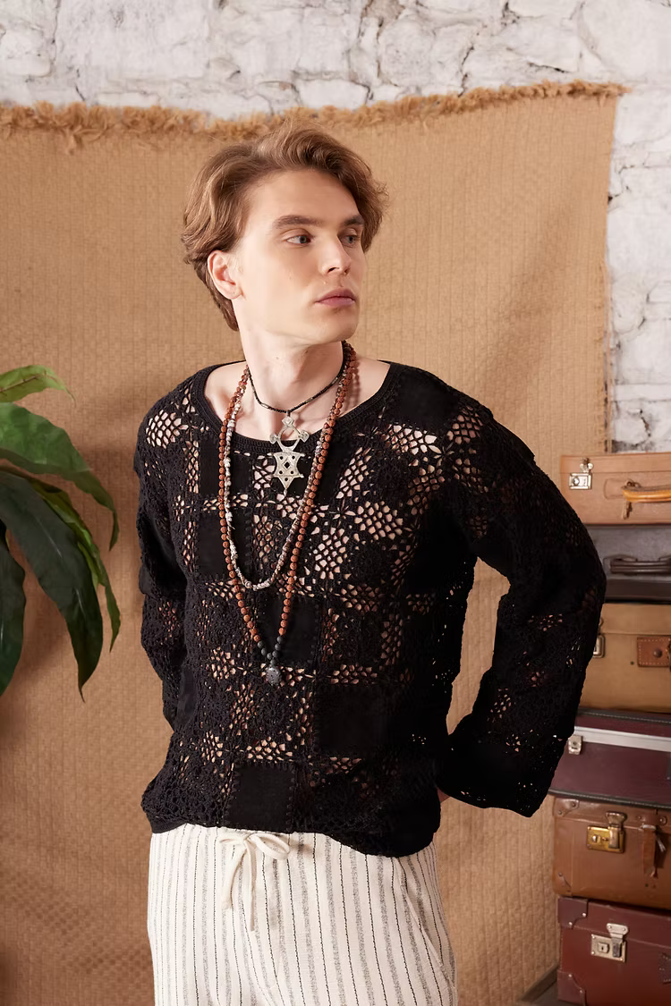 Chamois Elegant Crochet Pullover