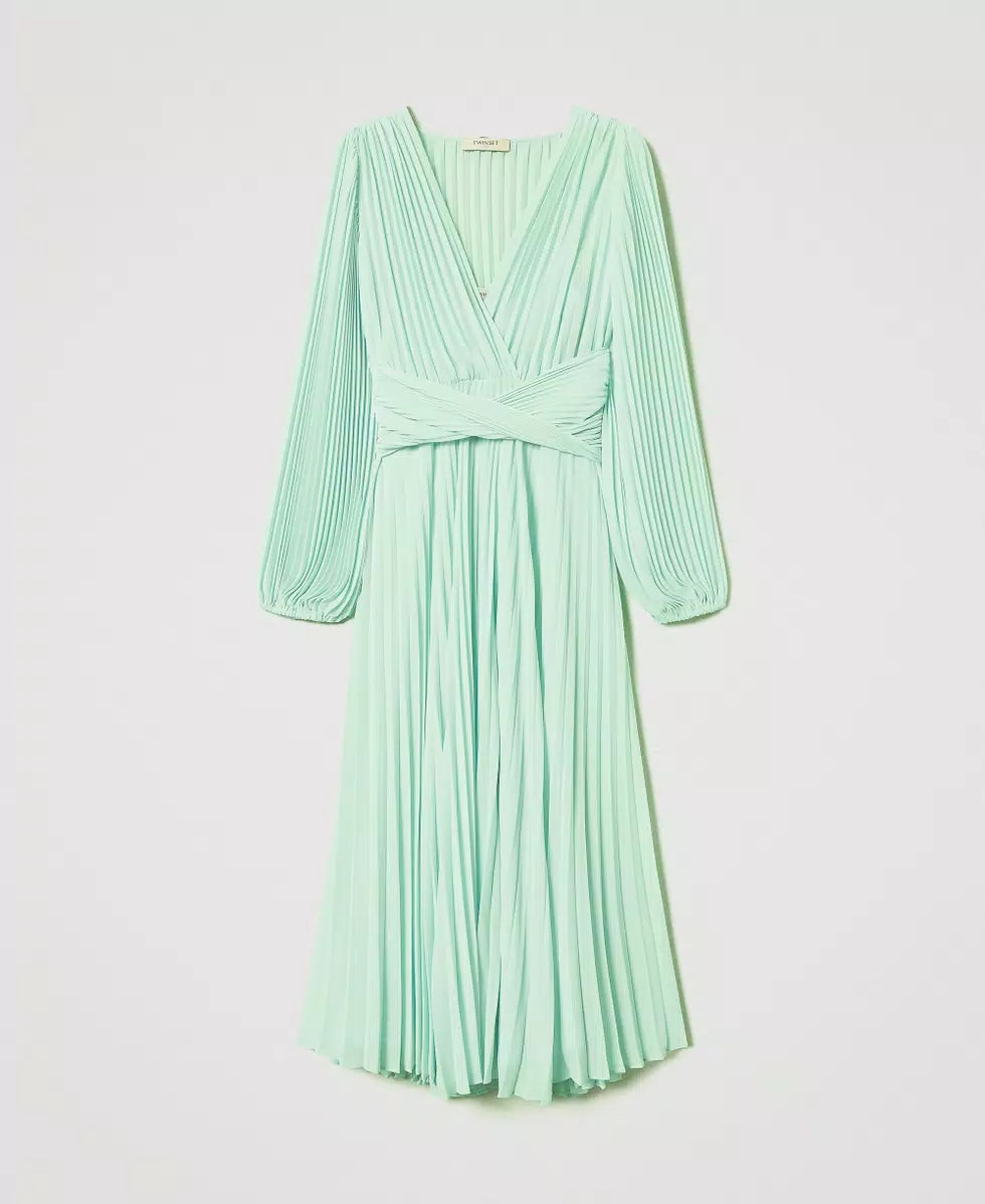 Long pleated georgette dress