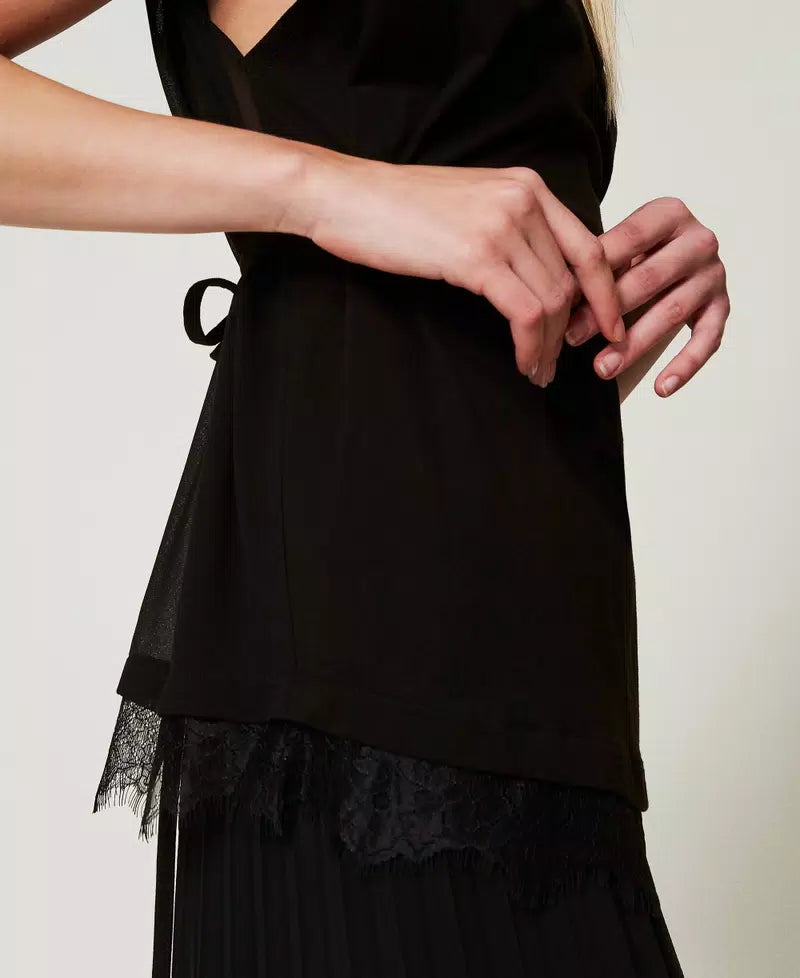 Top with lace and pleats