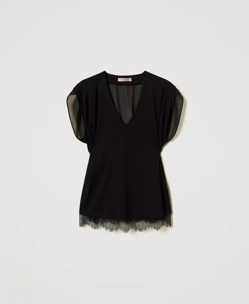 Top with lace and pleats