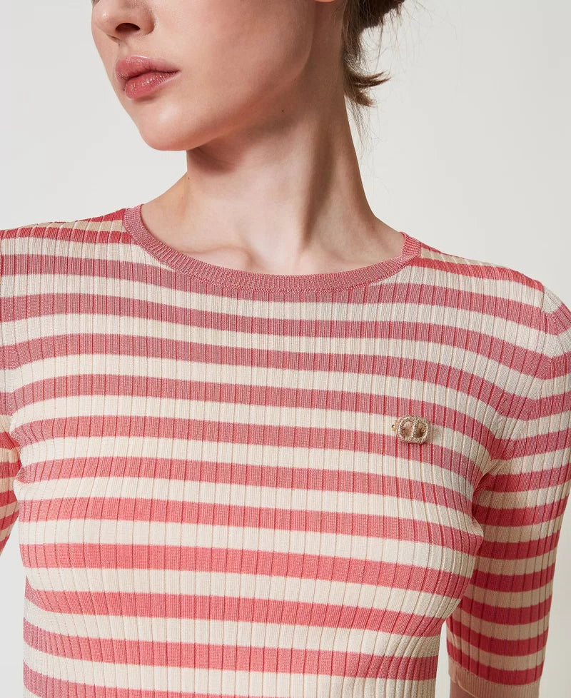 Striped jumper with short sleeves
