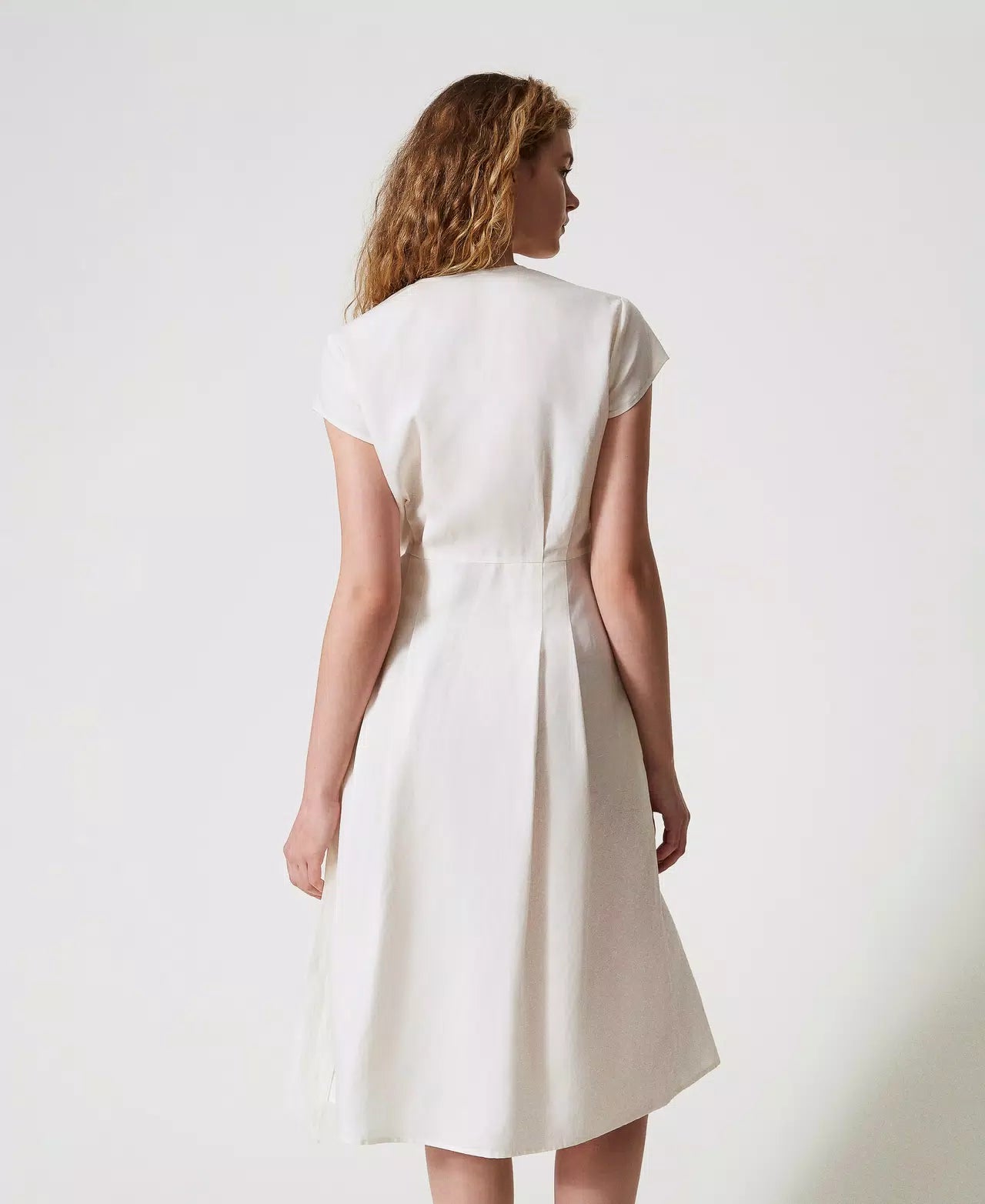 Linen-blend midi dress