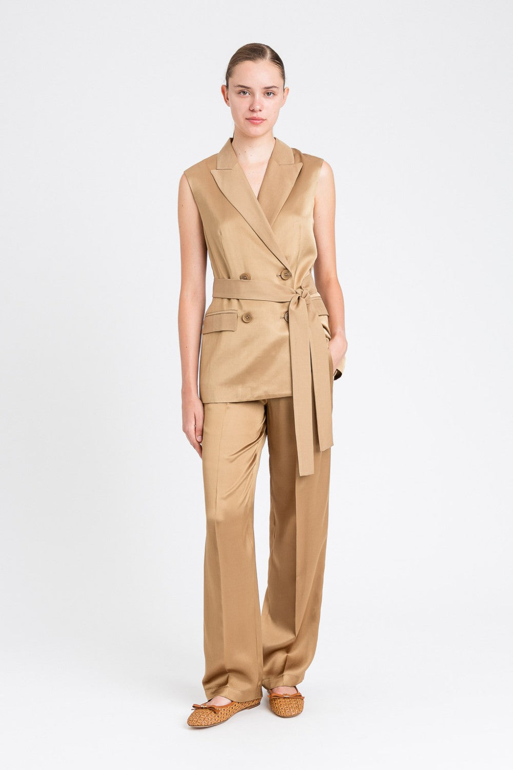 Envers satin waistcoat with belt