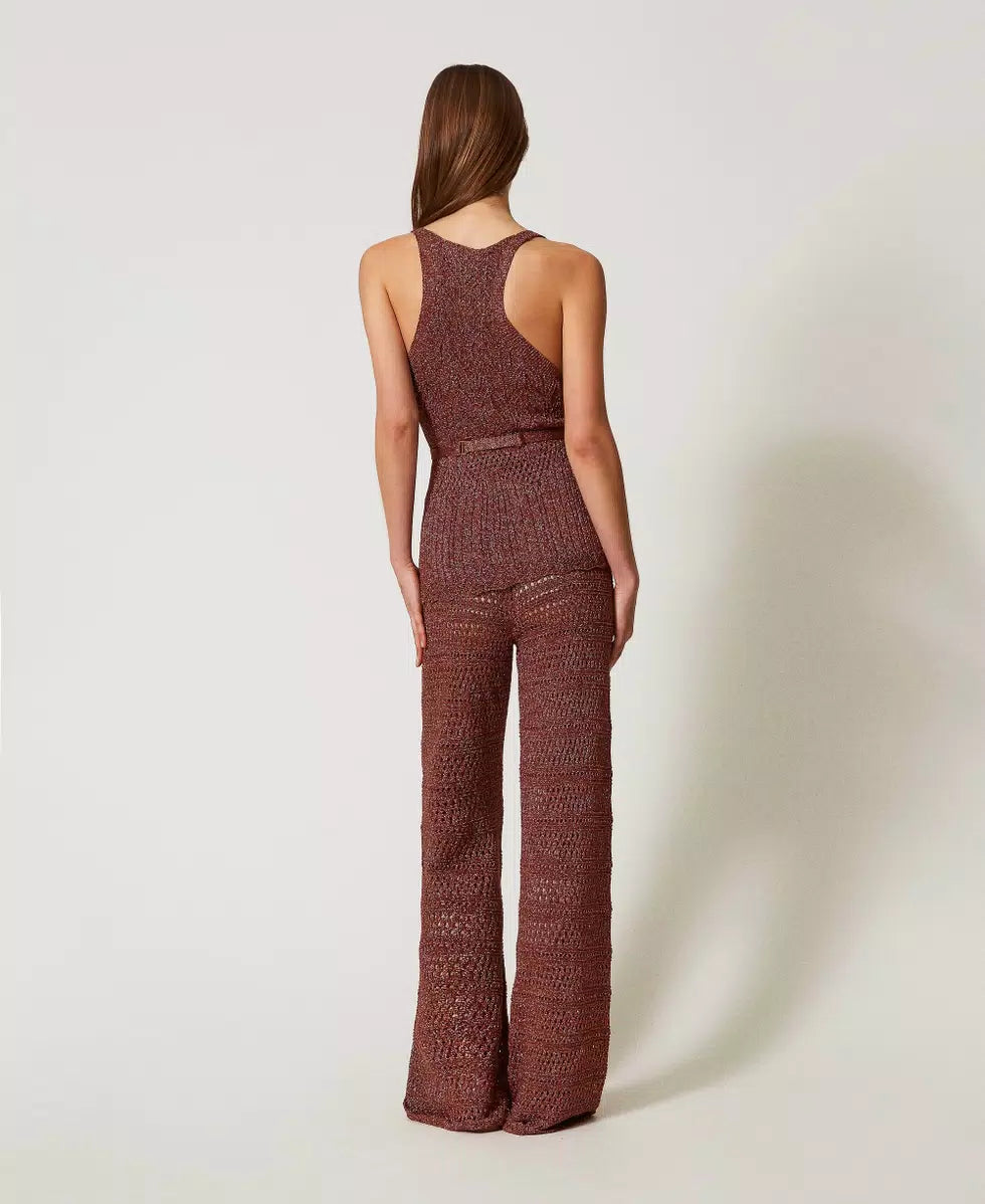 Lurex knit palazzo trousers