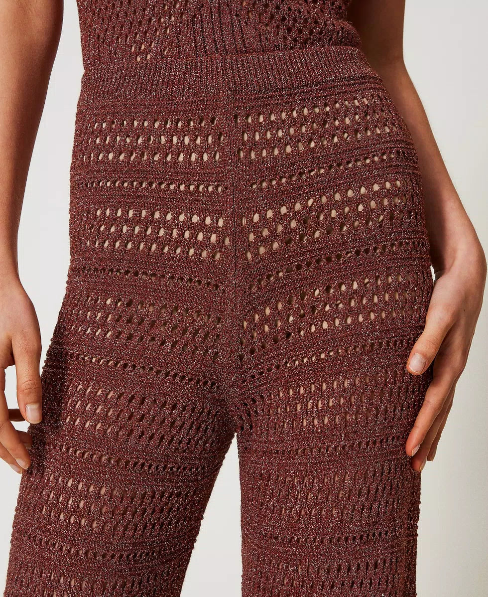 Lurex knit palazzo trousers