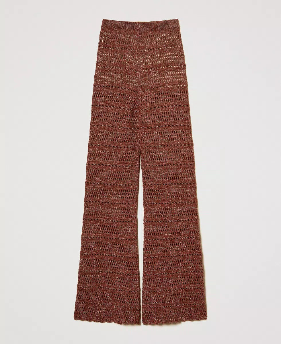Lurex knit palazzo trousers