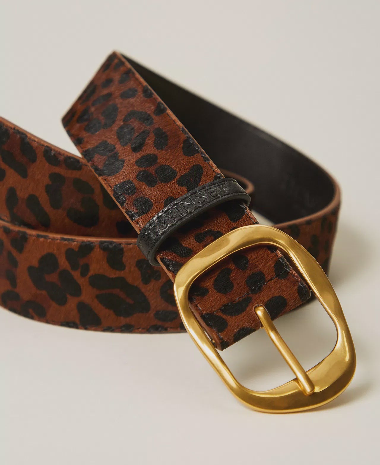 Animal print leather belt