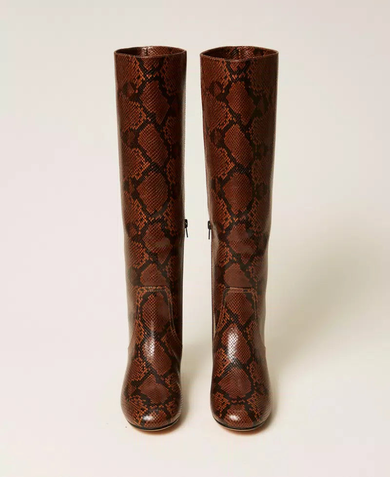 Animal print high boots