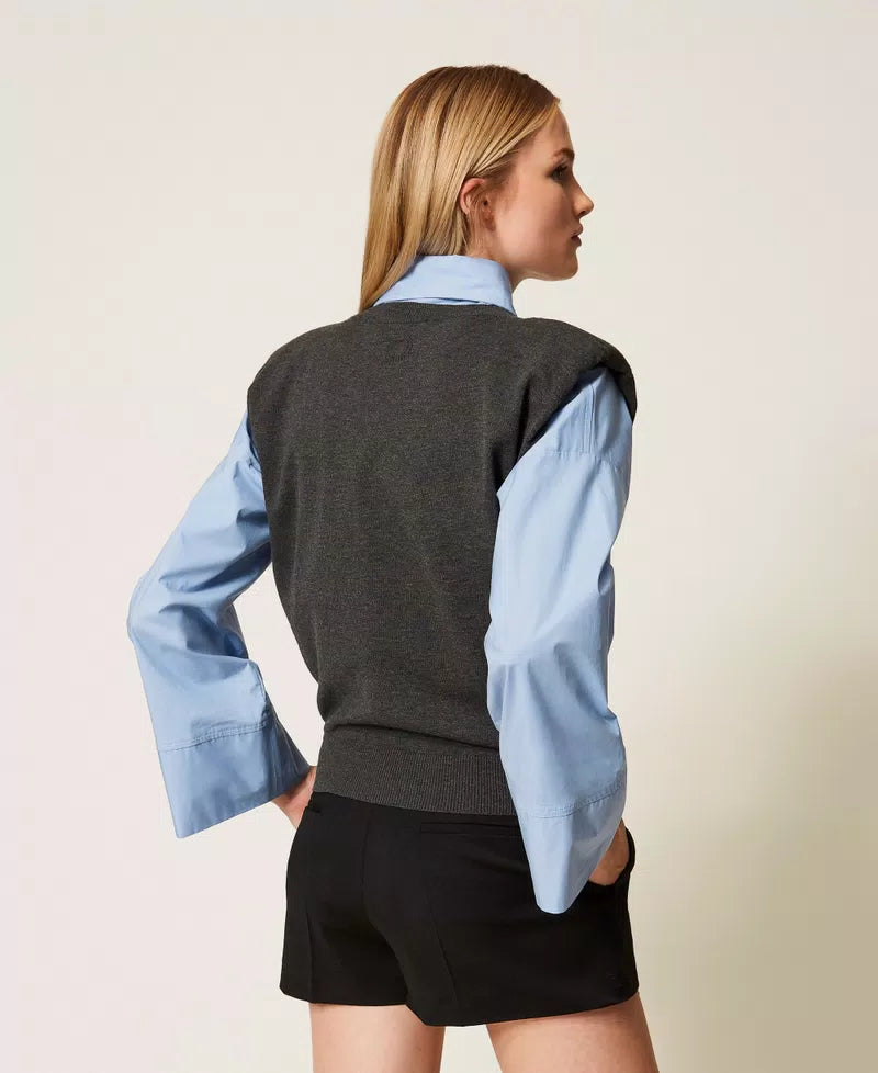 Knit top with wing sleeves