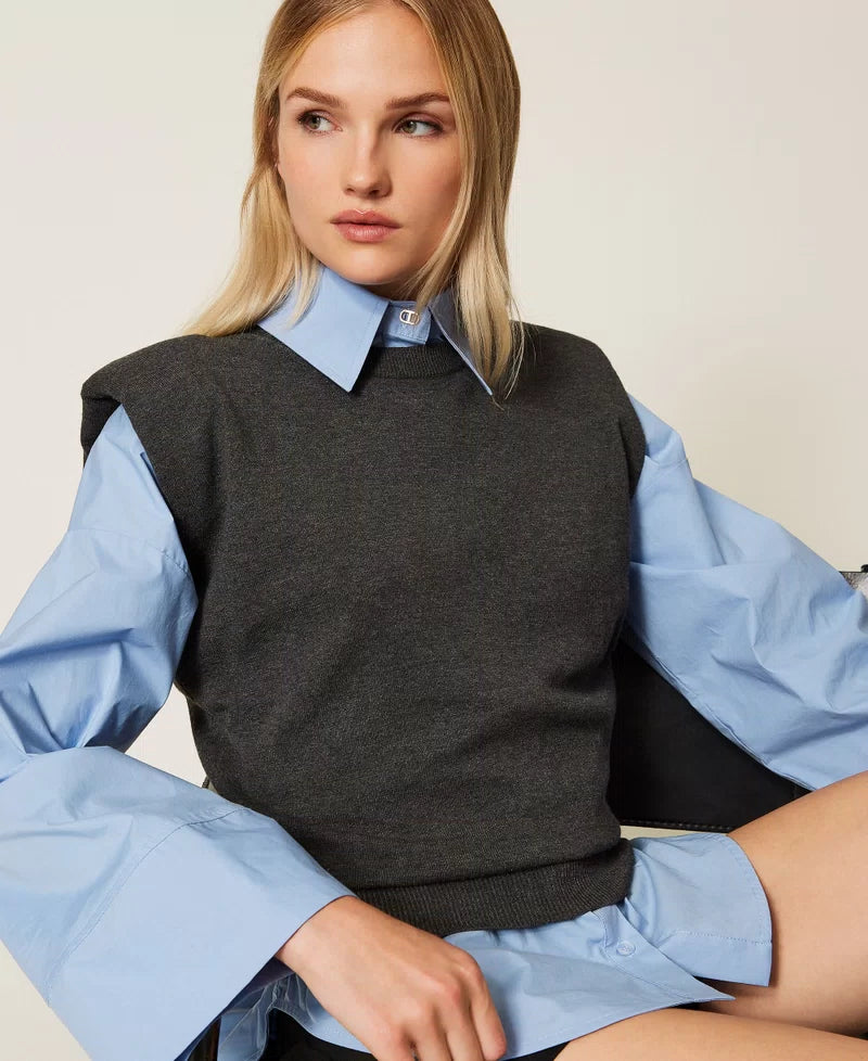 Knit top with wing sleeves