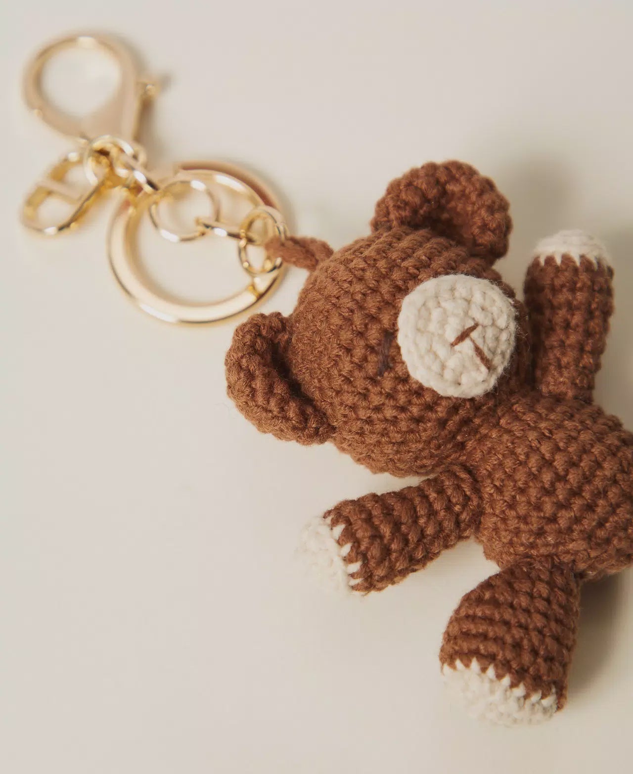 Crochet teddy bear key ring charm