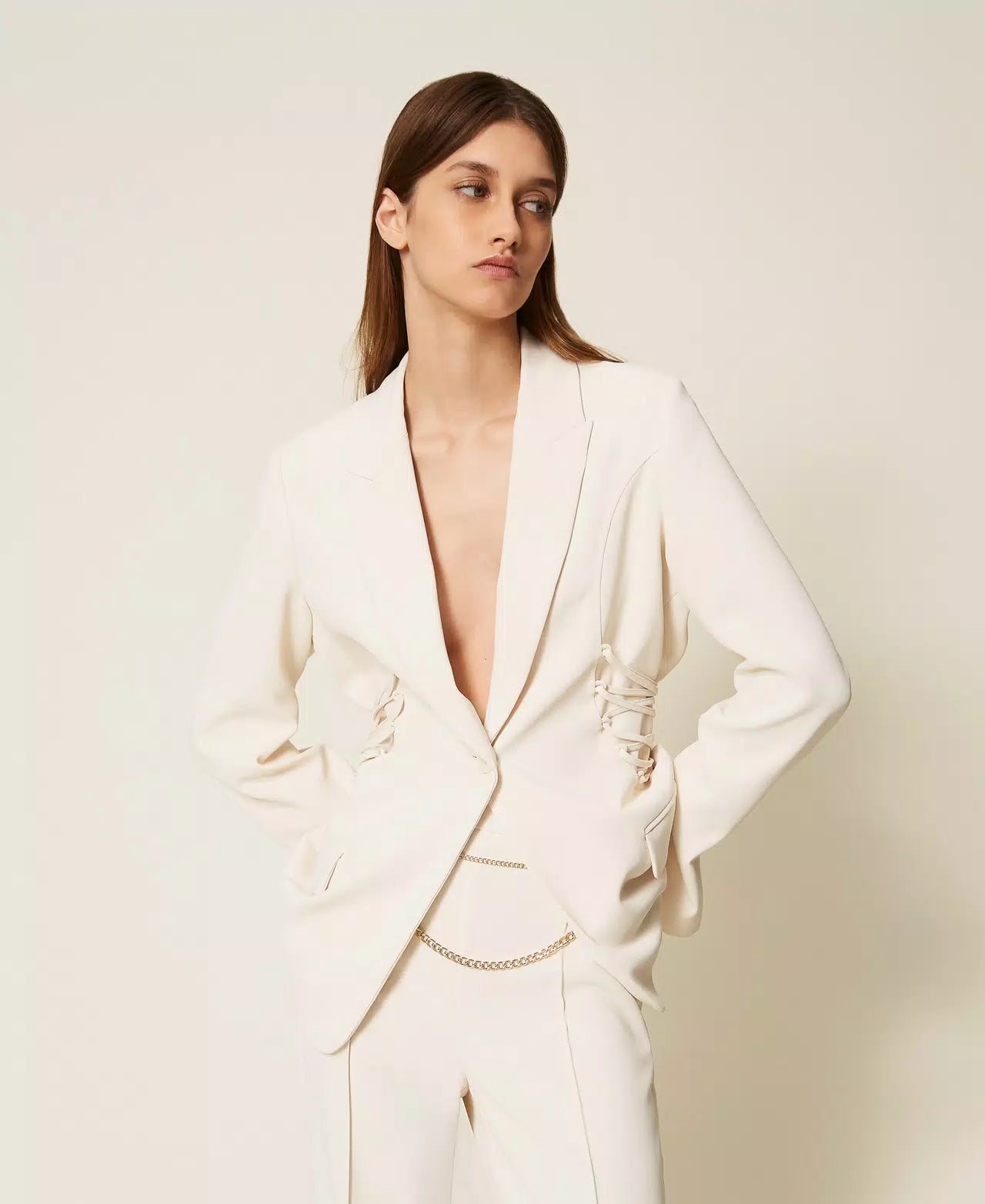 Crêpe cady blazer with ties