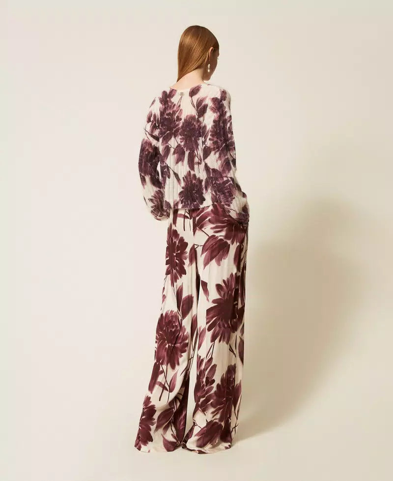 Wide trousers with floral print