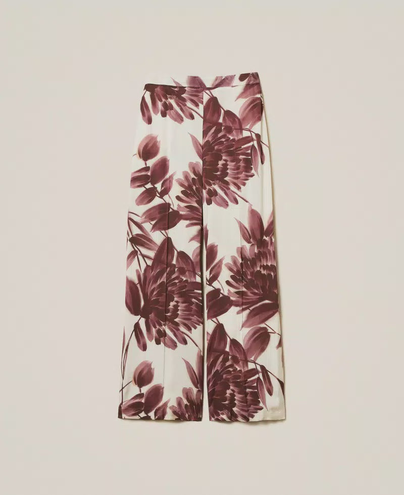 Wide trousers with floral print
