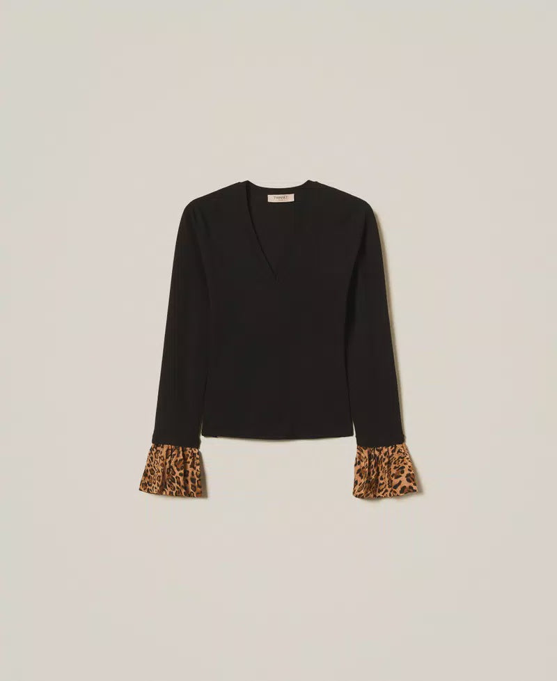 Jumper with animal print inserts