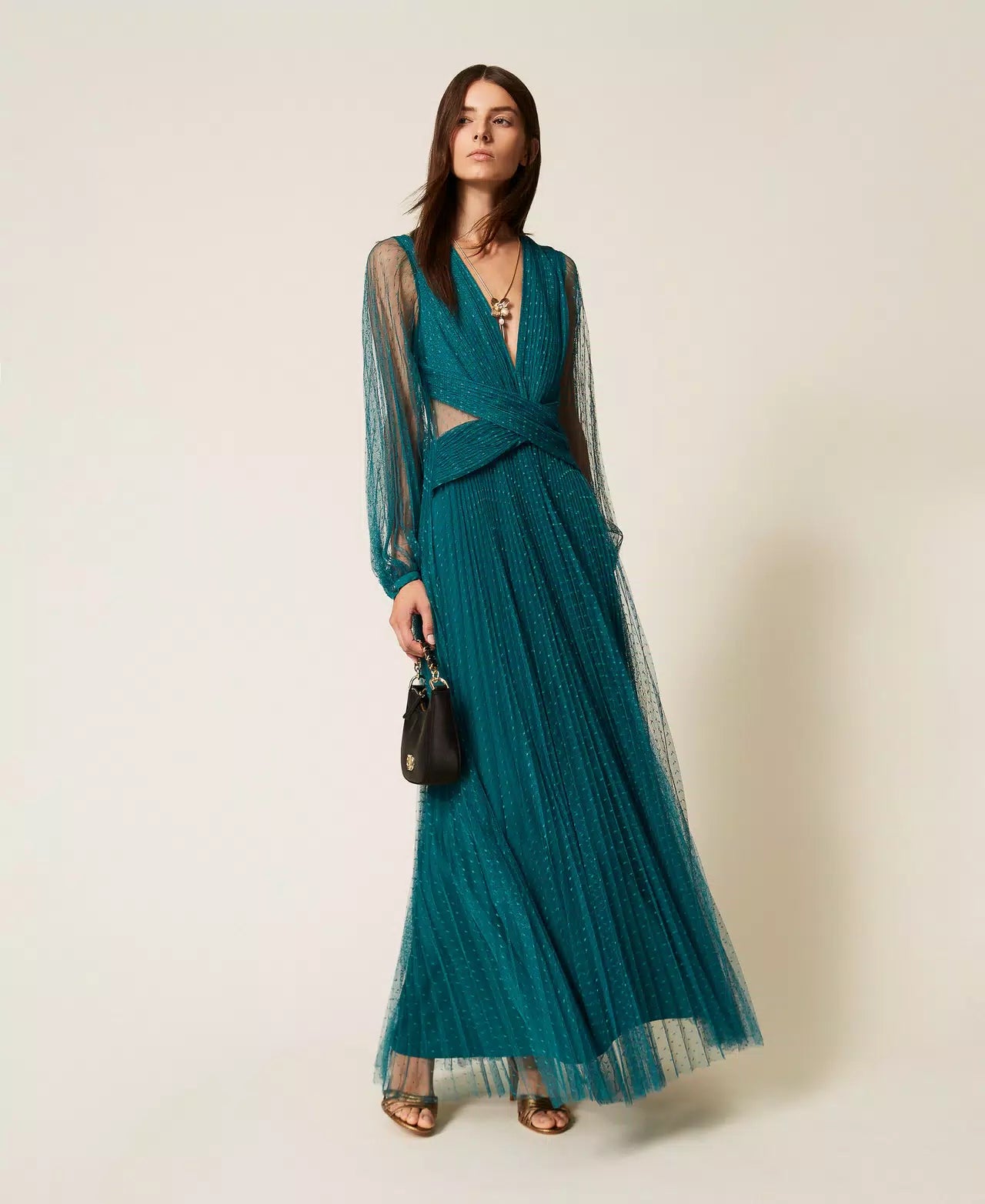 Long plumetis tulle dress