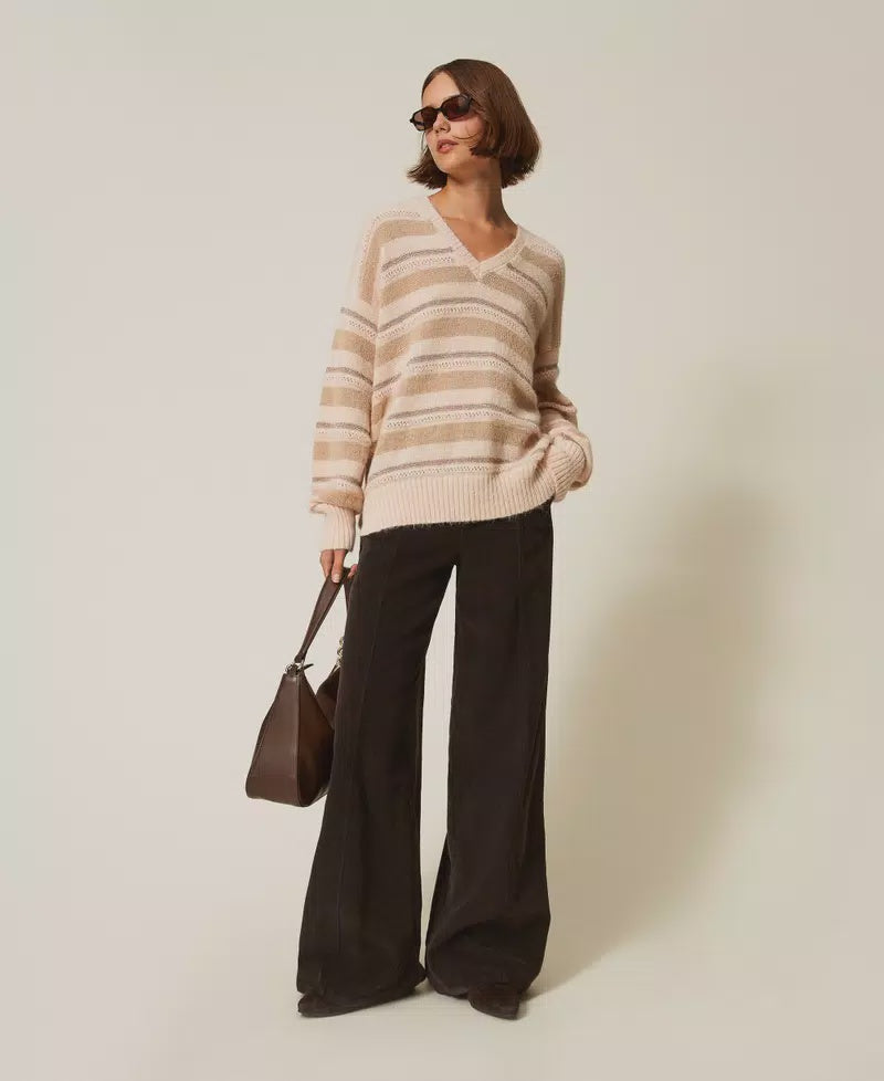 Wide corduroy trousers chocolate