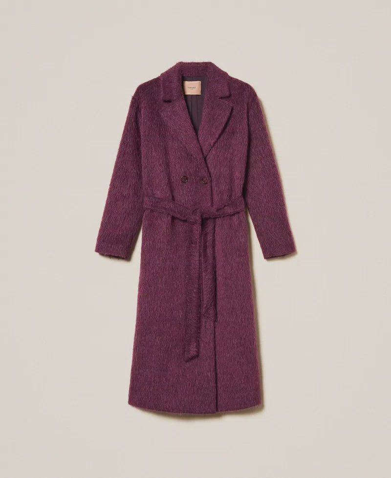 Double-breasted wool blend coat