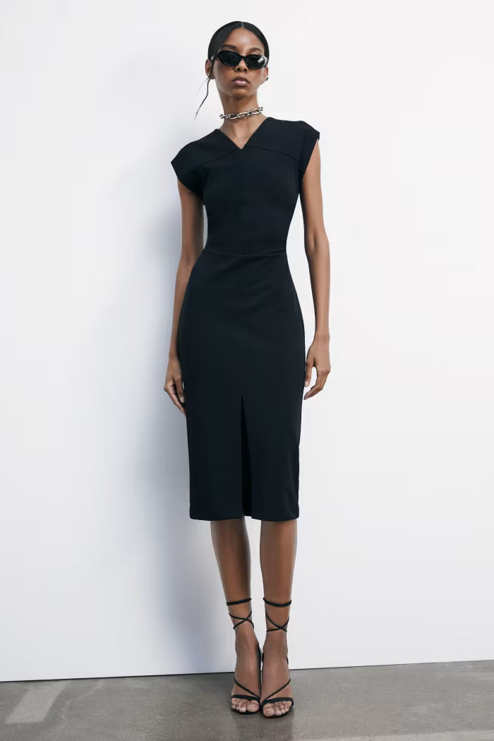Sleeveless midi sheath dress