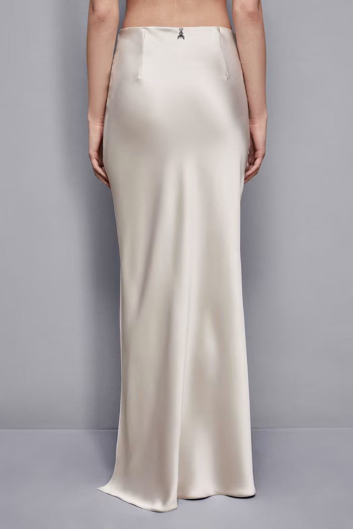 Long satin skirt with slit
