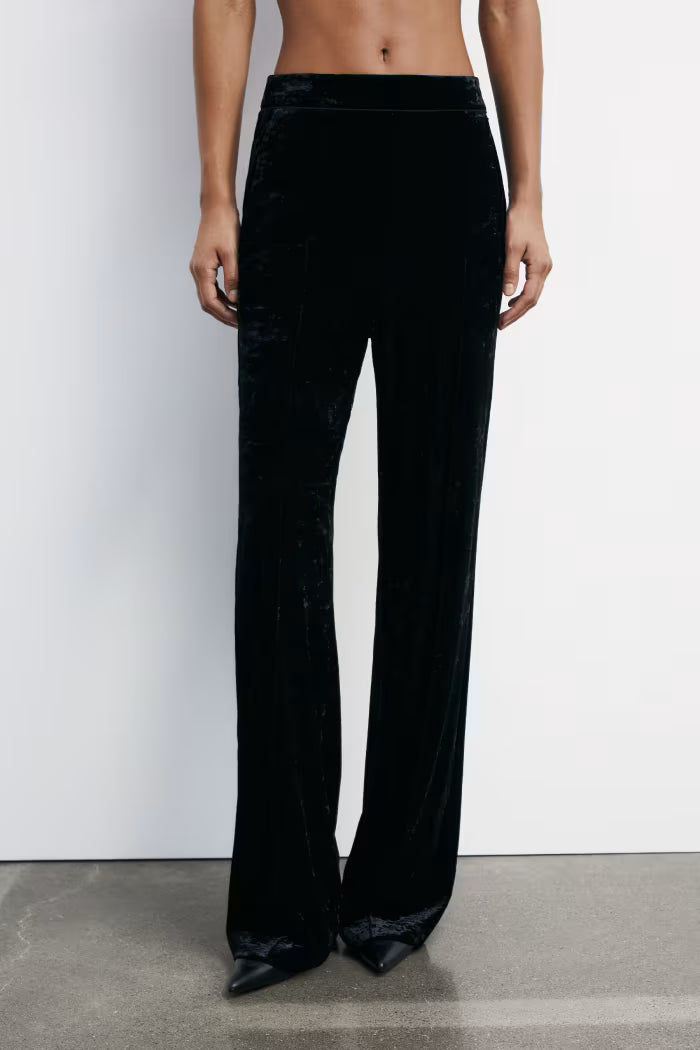 "ESSENTIAL" velvet pants black