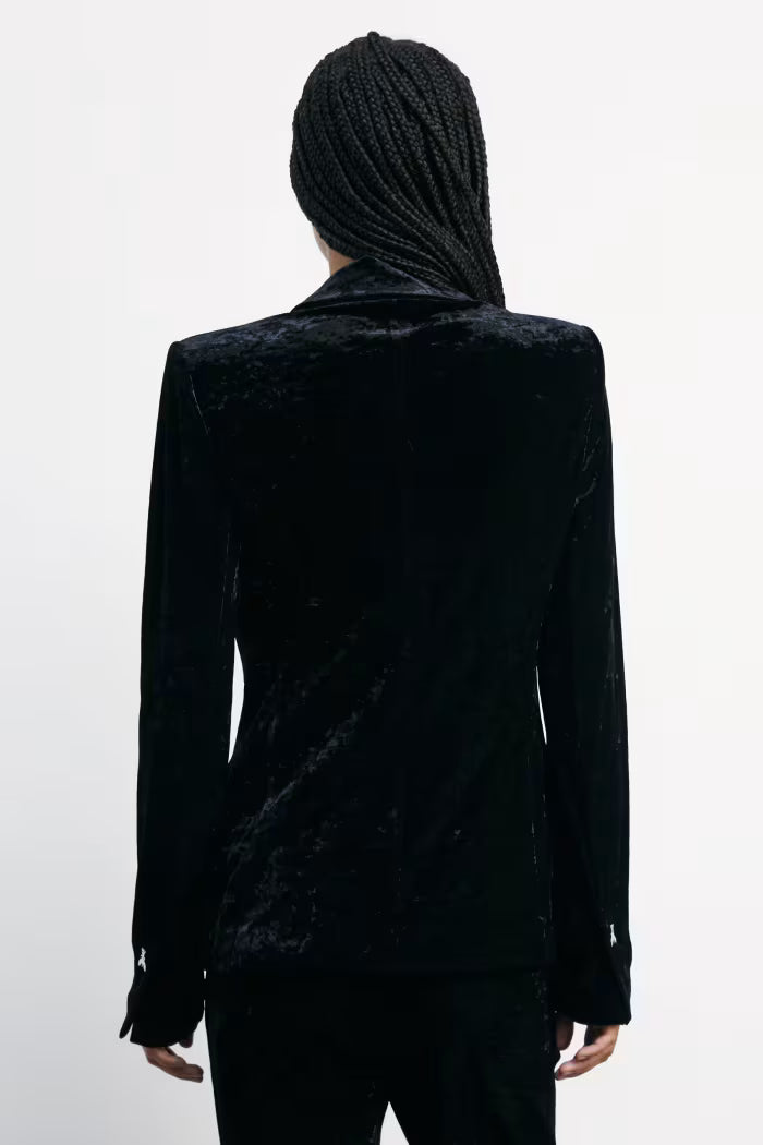 "ESSENTIAL" velvet blazer black
