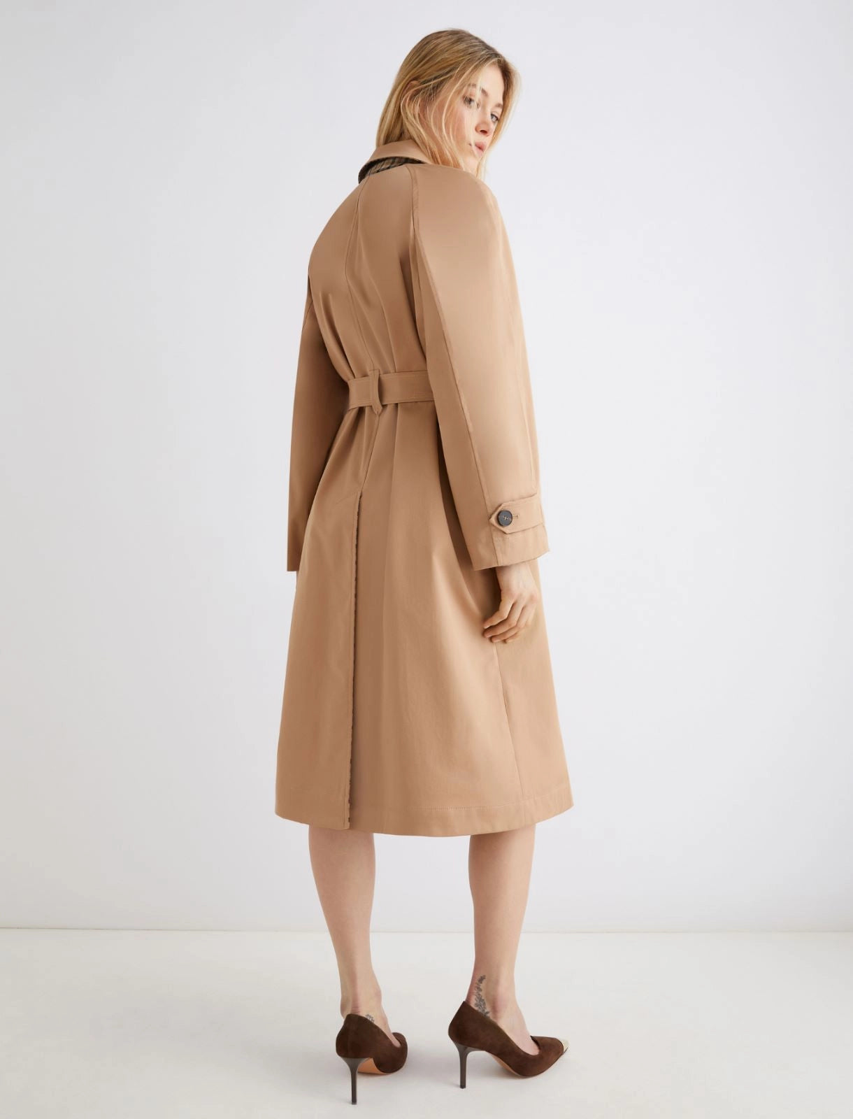 Stretch gabardine reversible trench coat