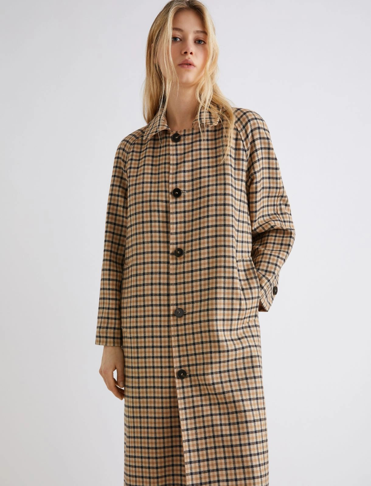 Stretch gabardine reversible trench coat