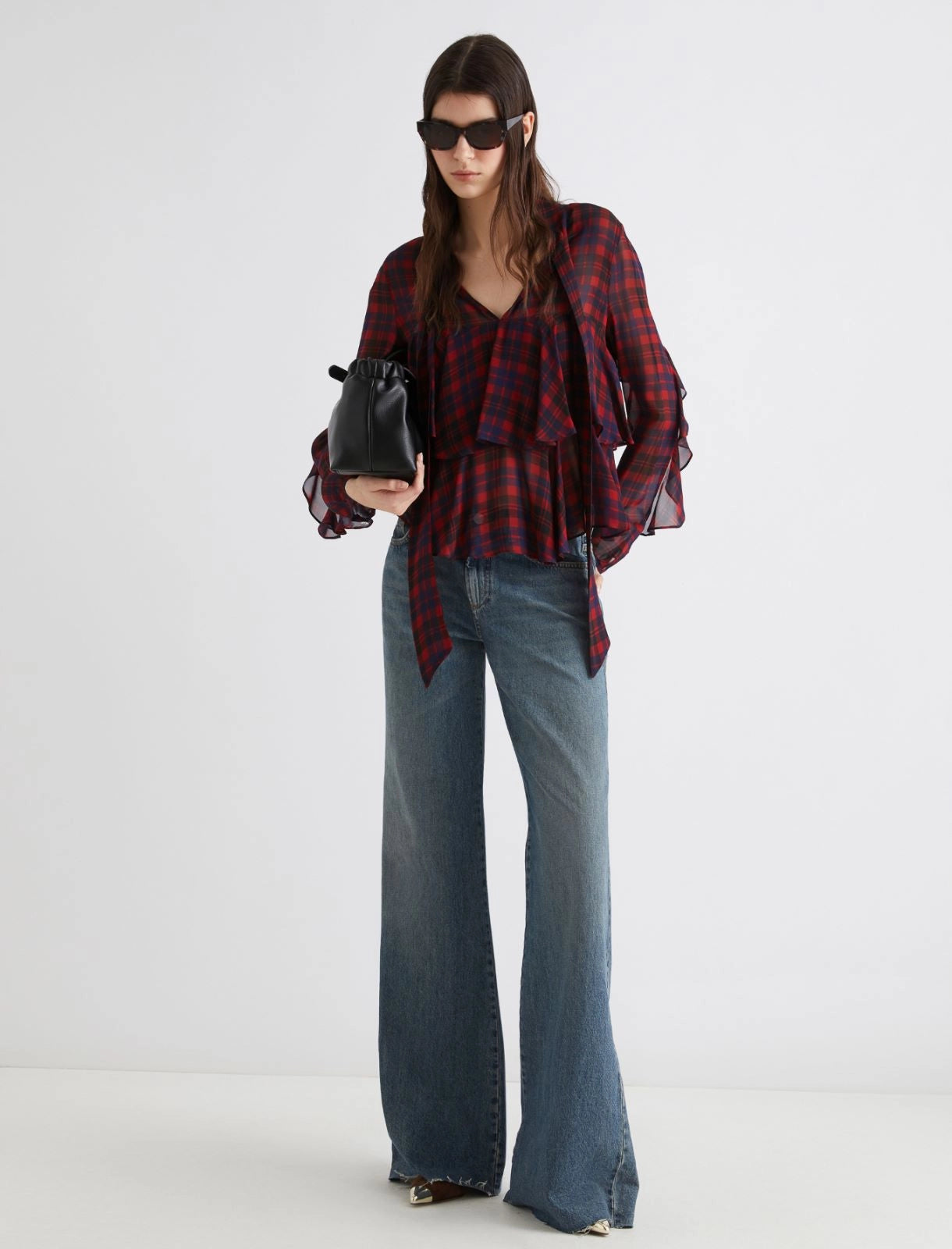 Georgette flounced shirt