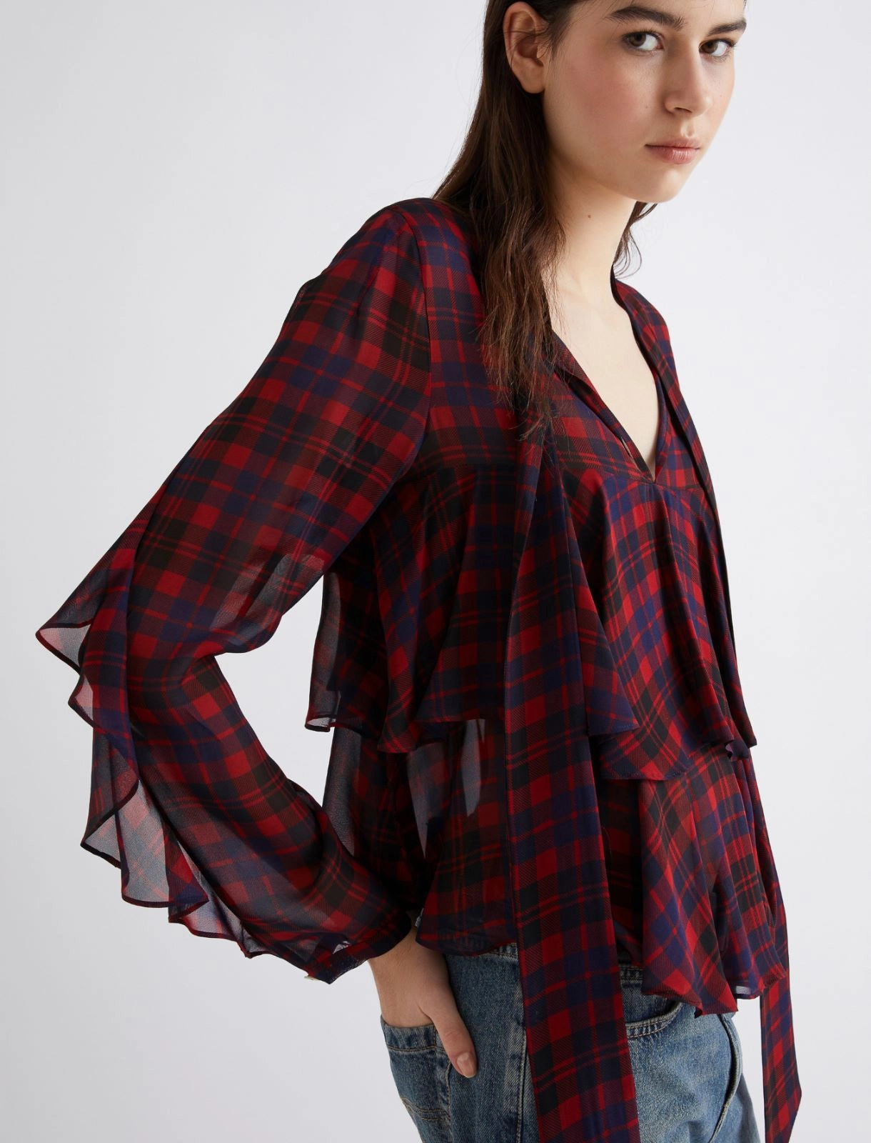 Georgette flounced shirt