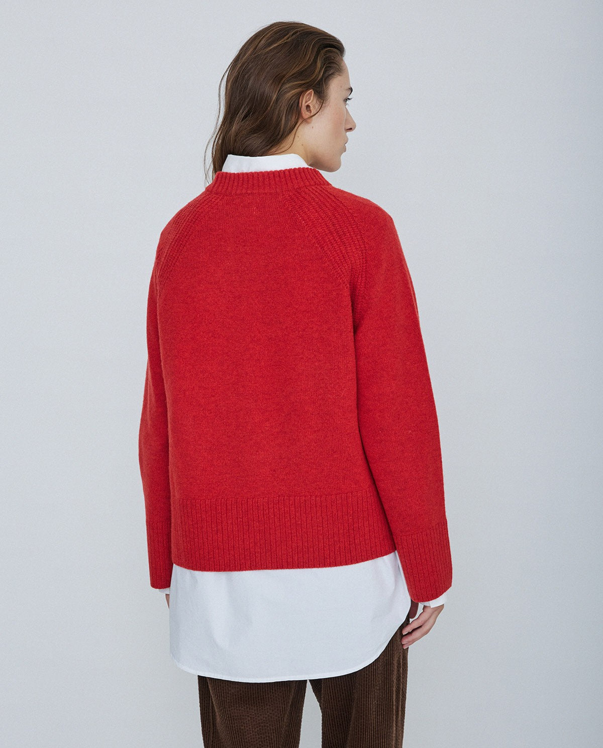 Round-Neck Wool Sweater Red