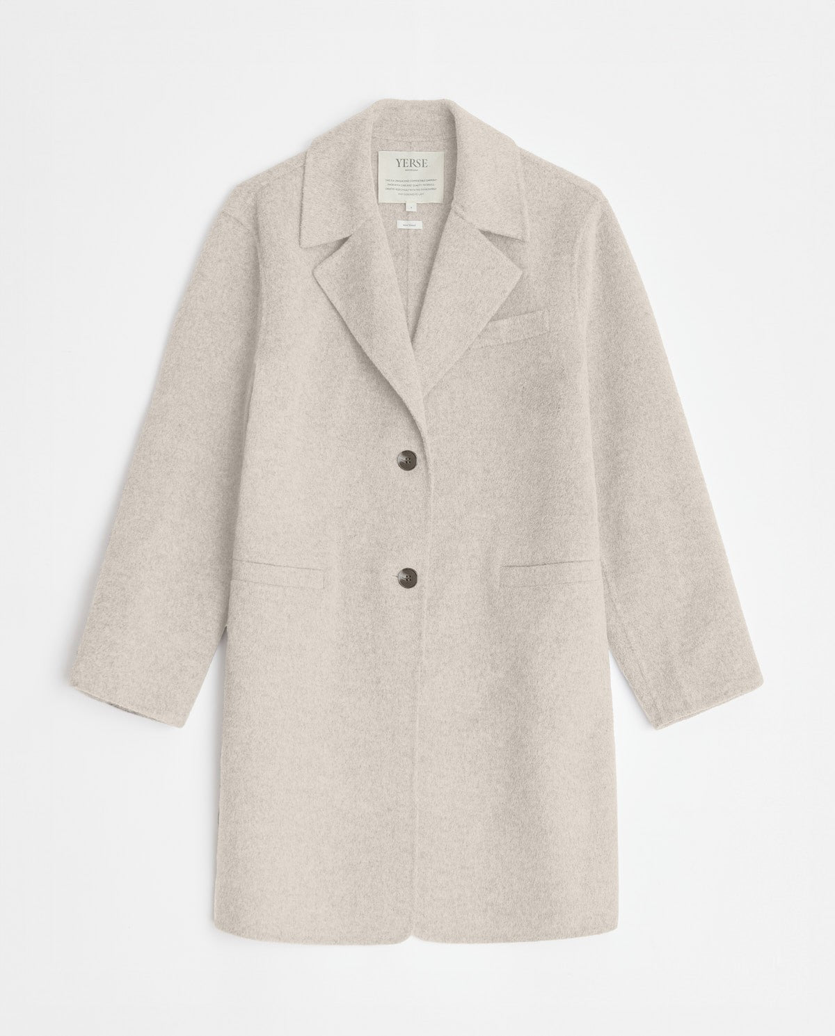 Abrigo de lana midi hecho a mano color crudo