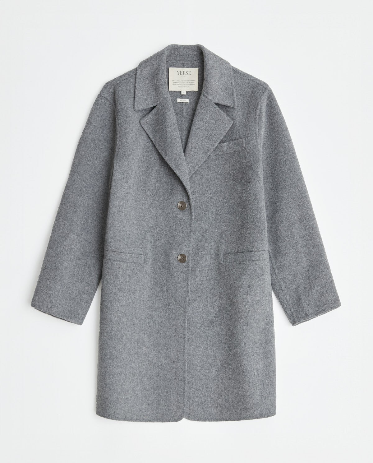 Abrigo de lana midi gris hecho a mano