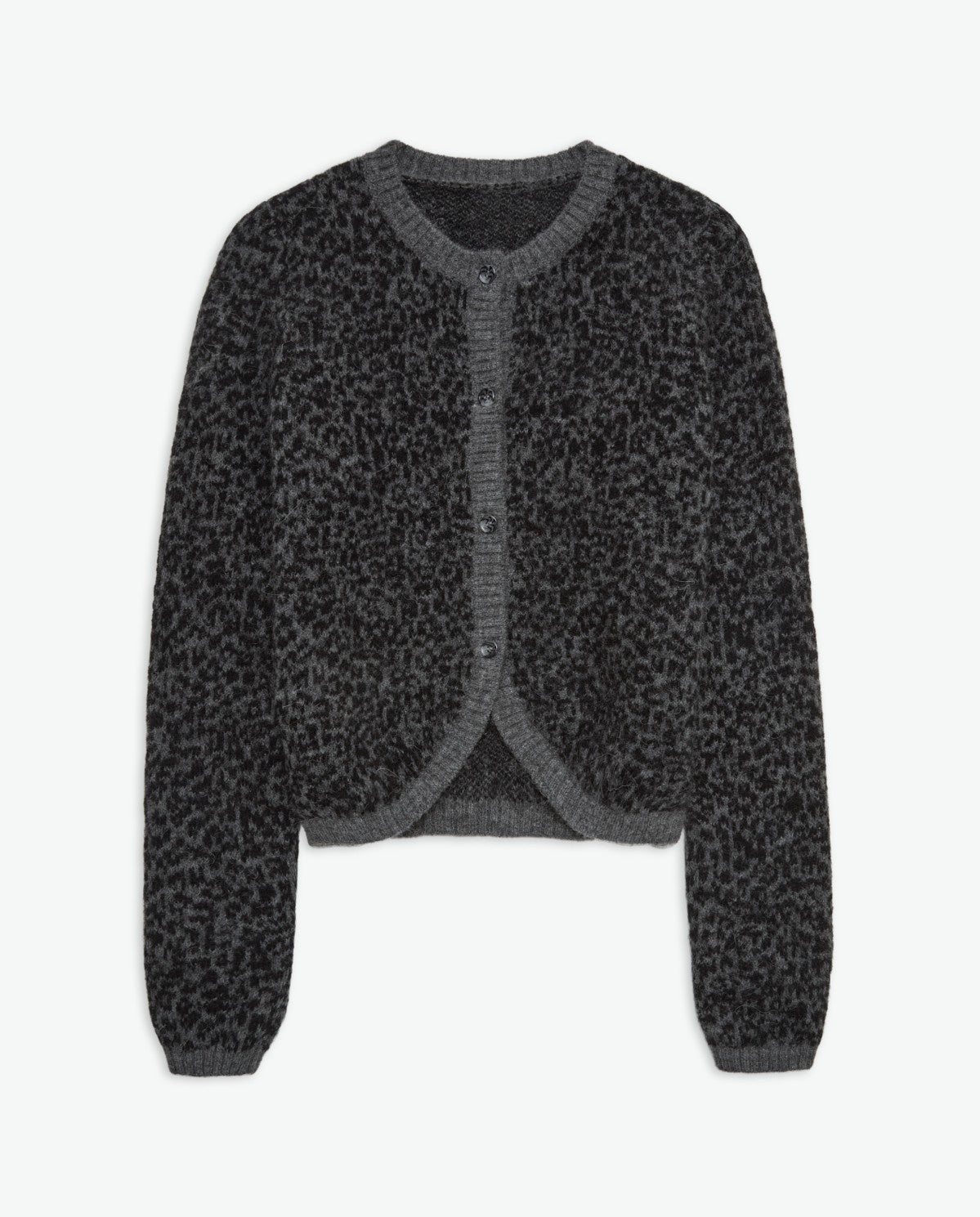 Grey leopard-print cardigan