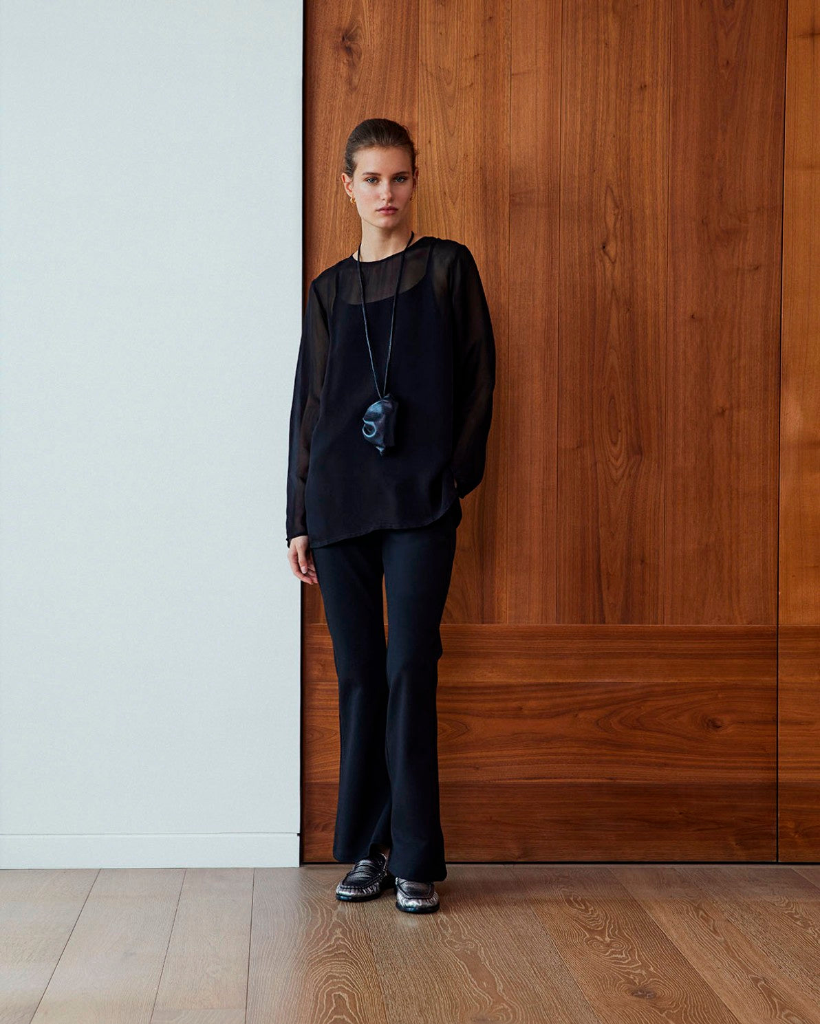 Sheer black organza blouse