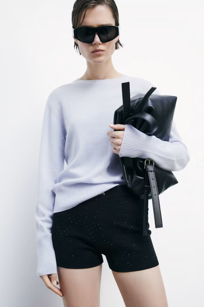 Crew neck cashmere sweater blue