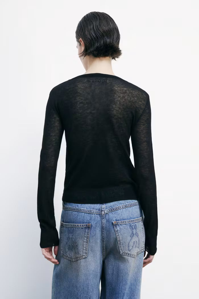 Ultra-fine wool sweater with boat neckline