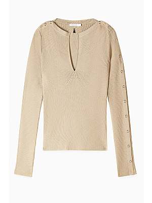 V-neck ribbed sweater white