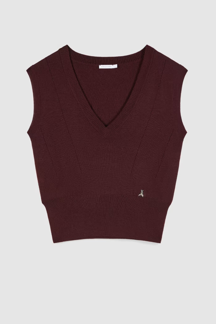 "ESSENTIAL" wool vest with V-neckline