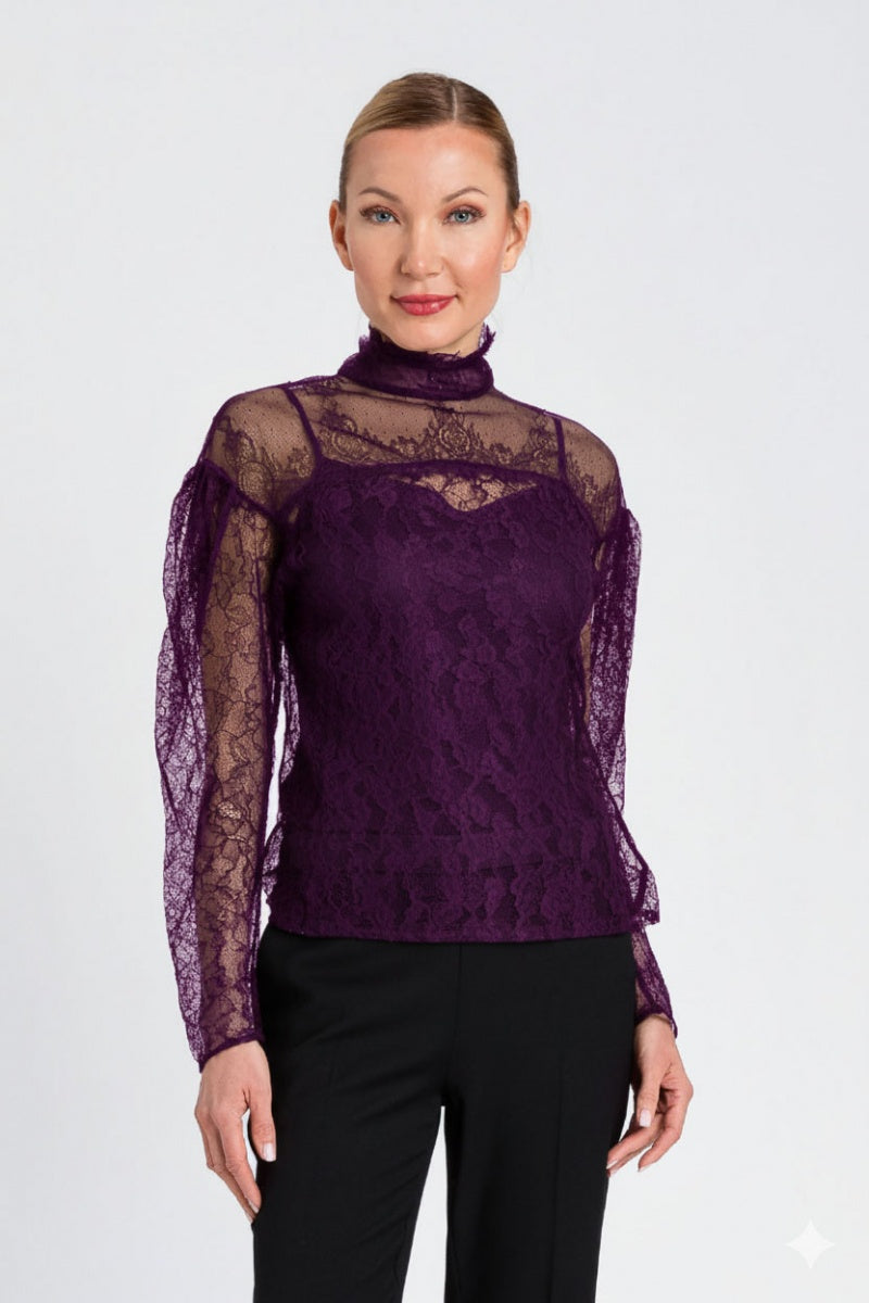 Lace blouse with ruffles