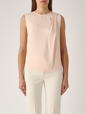 Shiny satin top with pleats