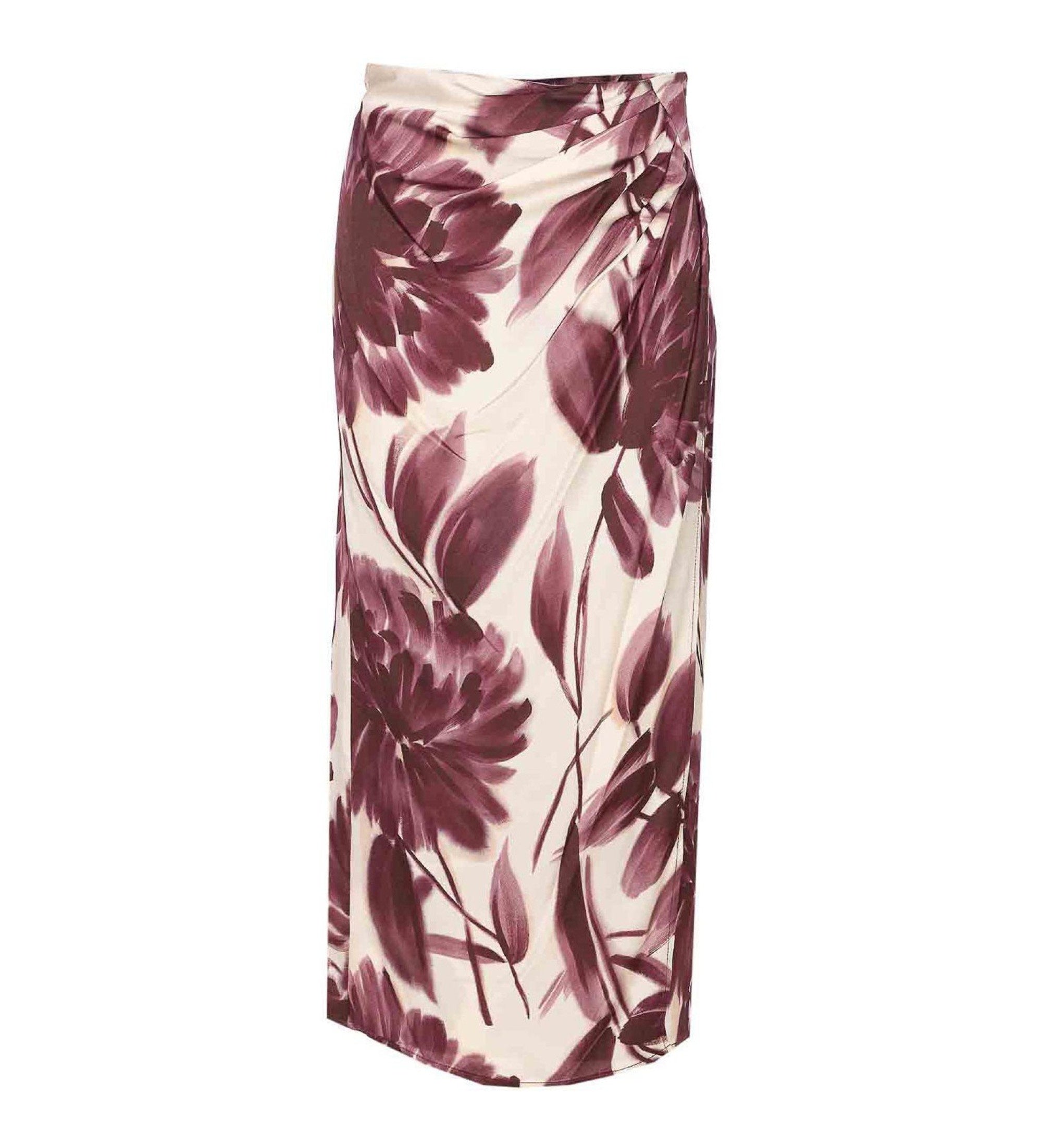 Floral satin skirt